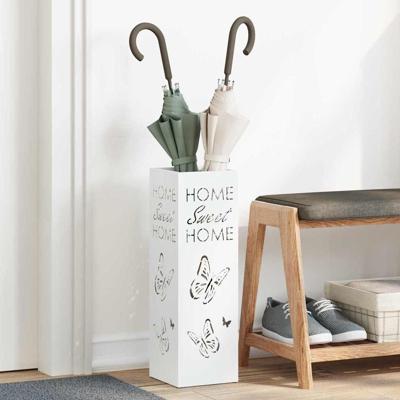 VidaXL Paraplu standaard met opslag wit 15,5 x 15,5 x 49 cm metaal