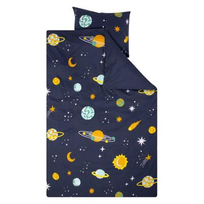 HEMA Kinderdekbedovertrek 140x200cm zacht katoen planeten (donkerblauw)