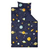 HEMA Kinderdekbedovertrek 140x200cm zacht katoen planeten (donkerblauw) - thumbnail