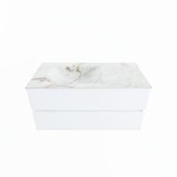 MONDIAZ VICA-DLUX 100cm badmeubel onderkast Talc 2 lades. Inbouw wastafel CLOUD links 1 kraangat, kleur Frappe. - thumbnail