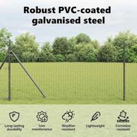 VidaXL Euro hek grijs 1,2 x 10 m pvc-gecoat ijzer - thumbnail