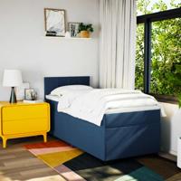 Boxspring met matras stof blauw 140x190 cm - thumbnail