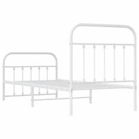 Bedframe met hoofd- en voeteneinde metaal wit 90x190 cm - thumbnail