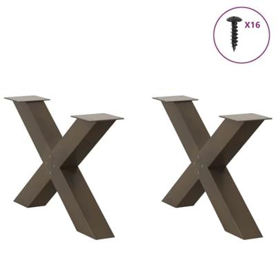 Salontafelpoten 2 st X-vormig 70x(42-43) cm staal naturel