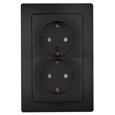 Kopp Paris mat zwart inbouw stopcontact RA dubbel - 4625320