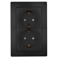 Kopp Paris mat zwart inbouw stopcontact RA dubbel - 4625320 - thumbnail