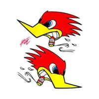 Stk. woodpecker smoking 14 x 16 cm - thumbnail