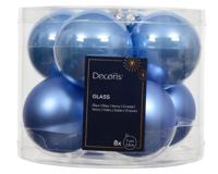 Kerstballen glas d7 cm sky blauw 8 st Decoris - Decoris - thumbnail