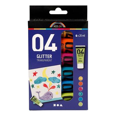 Creativ Company Kinder acrylverf glitter kleur, 6x20ml