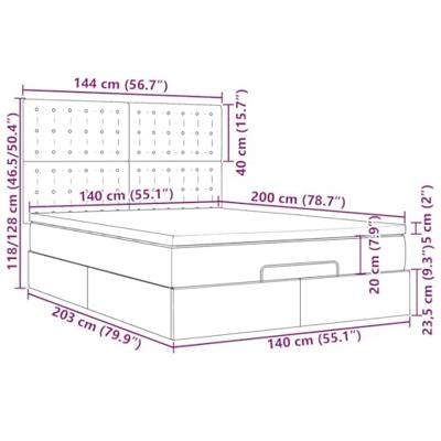 Ottoman bed met matras 140x200cm stof lichtgrijs