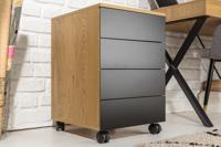 Moderne rolcontainer STUDIO 40cm zwart eikenlook 4 lades - 40626 - thumbnail