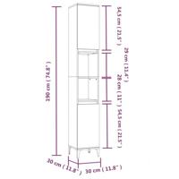 Badkamerkast 30x30x190 cm bewerkt hout gerookt eikenkleurig - thumbnail