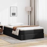 Opbergbed met matras met matras Zwart 120 x 190 cm Nep Leer - thumbnail