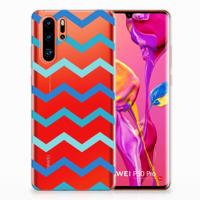 Huawei P30 Pro | TPU bumper | Zigzag Blauw - thumbnail