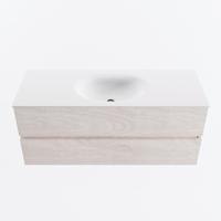 MONDIAZ VICA 120cm badmeubel onderkast Underlayment 2 lades. Wastafel MOON midden zonder kraangat, kleur Talc. - thumbnail