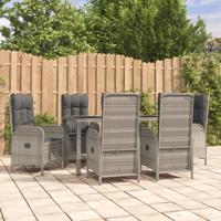 7-delige Tuinset met kussens poly rattan grijs - thumbnail