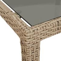 Tuintafel 250x100x75 cm gehard glas en poly rattan beige - thumbnail