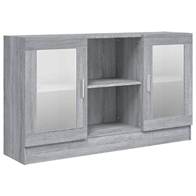 Vitrinekast 120x30,5x70 cm bewerkt hout grijs sonoma eiken
