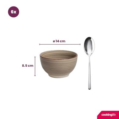 Cookinglife Soepkommen / kommen Delice Grijs ø 14 cm - 6 stuks