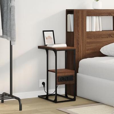 Nachtkastje bruin eikenkleur 41.5 x 26 x 60.5 cm Bewerkt hout Nachtkastje bruin eikenkleur 41.5 x 26 x 60.5 cm Bewerkt hout