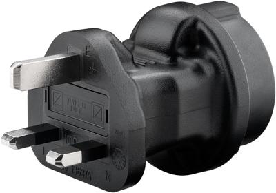 Goobay 95307 Reisadapter voor Engeland UK/reisstekker stopcontact/geaarde contactdoos naar UK 3-pins stekker (type G) / Travel Adapter/netadapter/zwart
