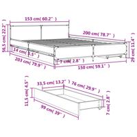 Bedframe met lades bewerkt hout grijs sonoma eiken 150x200 cm - thumbnail