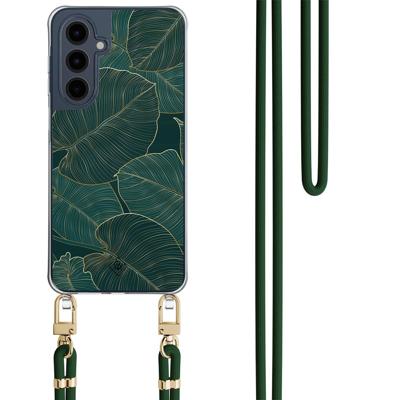 Samsung Galaxy A16 hoesje met groen koord - Monstera leaves