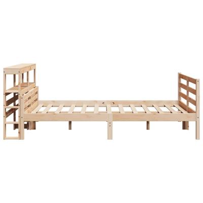 Bedframe met hoofdbord massief grenenhout wit 140x200 cm