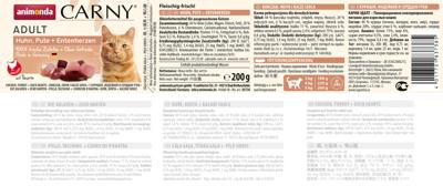 ANIMONDA Carny Adult Chicken, turkey and duck hearts - nat kattenvoer - 200g