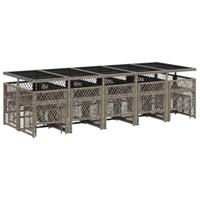 15-delige Tuinset met kussens poly rattan grijs - thumbnail