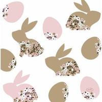 Duni 3-laags tissue servet blooming bunnies 33x33cm wit 20 stuks - thumbnail