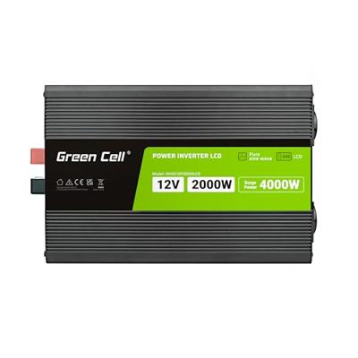 Green Cell Przetwornica napicia PowerInverter LCD 12 V 2000W/40000W Przetwornica samochodowa z wywietlaczem - czysty sinus netvoeding & inverter Auto Zwart Green Cell Przetwornica napicia PowerInverter LCD 12 V 2000W/40000W Przetwornica samochodowa z wywietlaczem - czysty sinus netvoeding & inverter Auto Zwart
