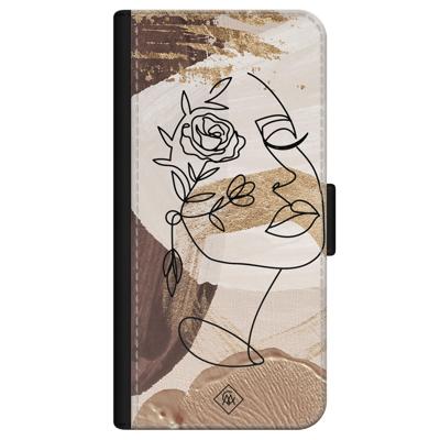 iPhone 12 mini flipcase - Abstract gezicht bruin