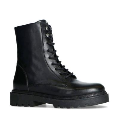 Sacha leren veterboots zwart
