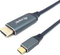 Equip 133415 video kabel adapter 1 m USB Type-C HDMI Type A (Standaard) Zwart, Grijs - thumbnail