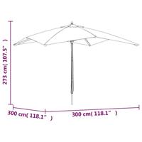 Parasol met houten paal 300x300x273 cm zandkleurig - thumbnail
