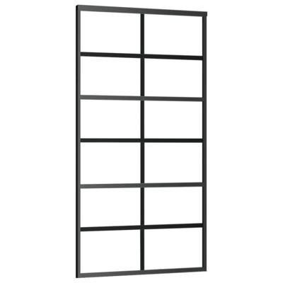 Schuifdeur 102x205 cm ESG-glas en aluminium zwart