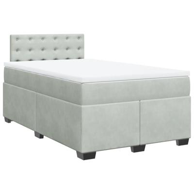 Boxspring met matras fluweel lichtgrijs 140x190 cm