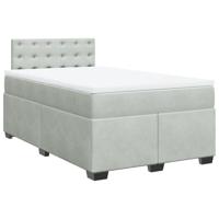 Boxspring met matras fluweel lichtgrijs 140x190 cm - thumbnail