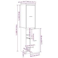 Apothekerskast Zwart eiken 40 x 41 x 174.5 cm Bewerkt hout - thumbnail