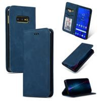 Retro huid voelen Business magnetische horizontale Flip lederen case voor Samsung Galaxy S10 E (marineblauw) - thumbnail