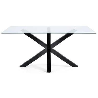 Kave Home Glazen eettafel 'Argo' met zwart onderstel, 160 x 90cm Kave Home Glazen eettafel 'Argo' met zwart onderstel, 160 x 90cm