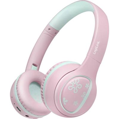 LogiLink BT0073P On Ear headset Bluetooth, Kabel Roze, Lichtblauw Vouwbaar, Volumebegrenzing LogiLink BT0073P On Ear headset Bluetooth, Kabel Roze, Lichtblauw Vouwbaar, Volumebegrenzing