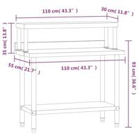 VidaXL Keukenwerktafel met bovenschap 110x55x120 cm roestvrij staal - thumbnail