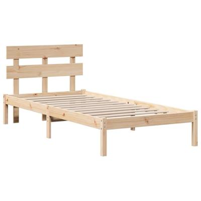 Bedframe met hoofdeinde Bruin 90 x 200 cm Massief grenenhout