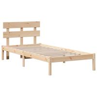 Bedframe met hoofdeinde Bruin 90 x 200 cm Massief grenenhout - thumbnail