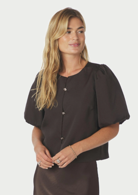 Neo Noir Blouse Aisa Dull Satin | Brown Neo Noir Blouse Aisa Dull Satin | Brown