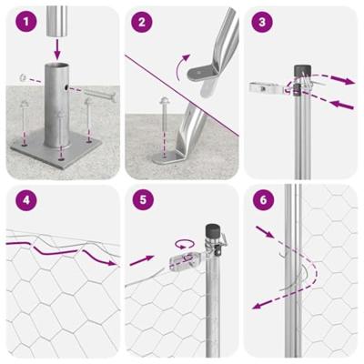 VidaXL Afrasteringspaal zilver 25 x 1,2 m (36 mm gaas) staal