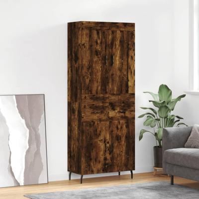 Hoge kast 69,5x34x180 cm bewerkt hout gerookt eikenkleurig