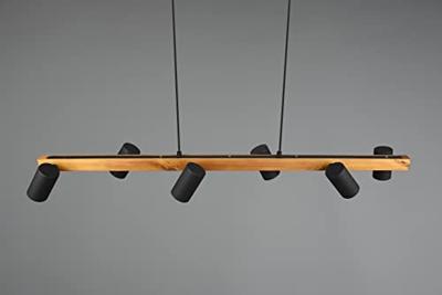 Trio HanglampMarley 6-lichts zwart met hout - 312490632